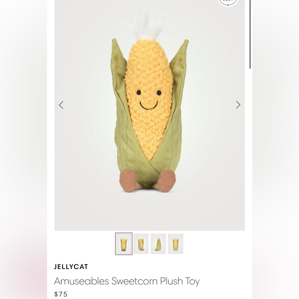 Jellycat Amuseables Corn Plush - Yellow and Green